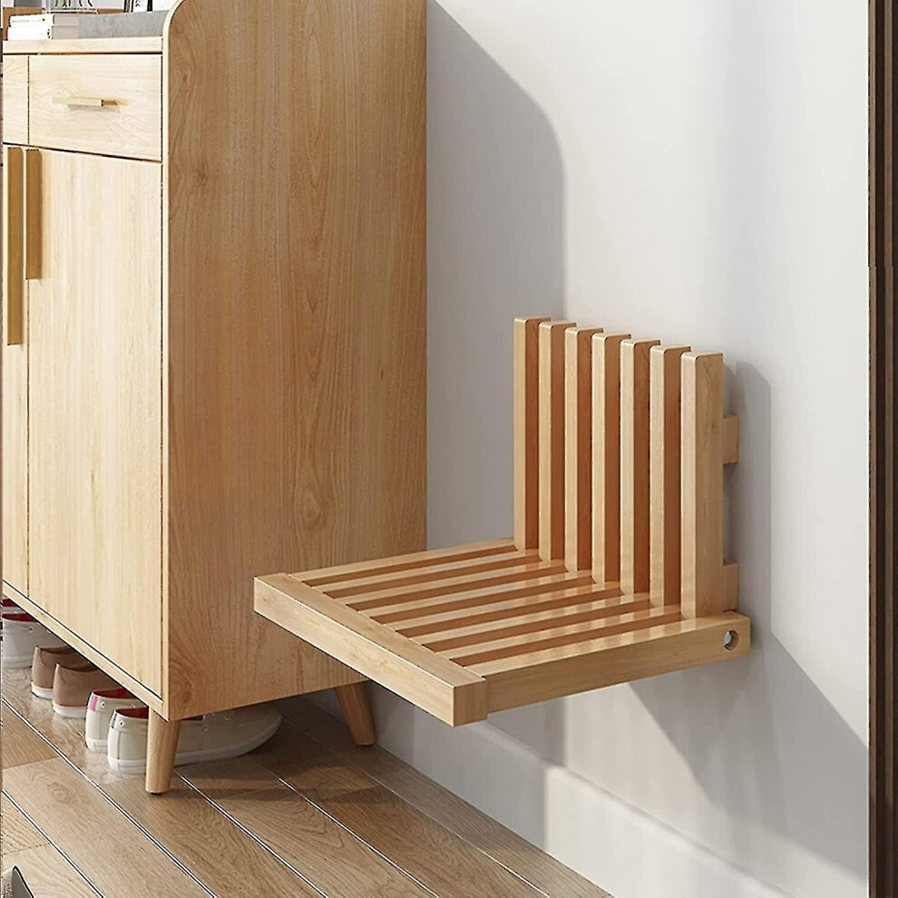 (Natural Color) Lugshiree Shower Seat Benchwall-mounted Folding Stool Chairshower Stool For Inside Showerentryway Solid Wood Shoe Changing Stool For Kids Adultsplus S
