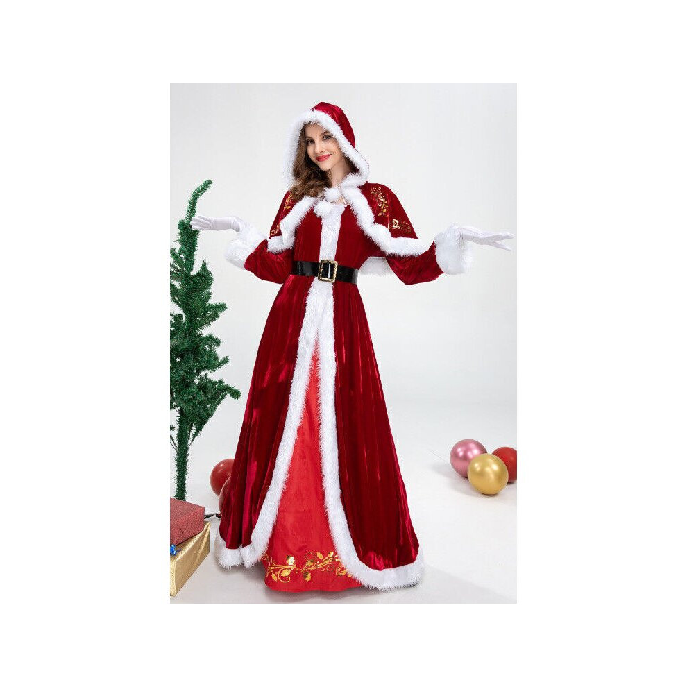 (M) Mrs. Claus Christmas Costume Xmas Party Santa Cosplay Women Red Dres