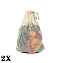 (M) 2 X Cotton Mesh Vegetable Bags Shopping Bag