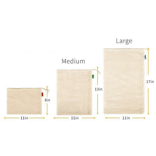 (M) 2 X Cotton Mesh Vegetable Bags Shopping Bag 2
