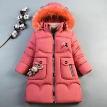 ( Watermelon red, 3-4 Years (120)) Kids Girls Quilted Puffer Jacket Faux Fur Hooded Parka Coat Winter Warm Outwear
