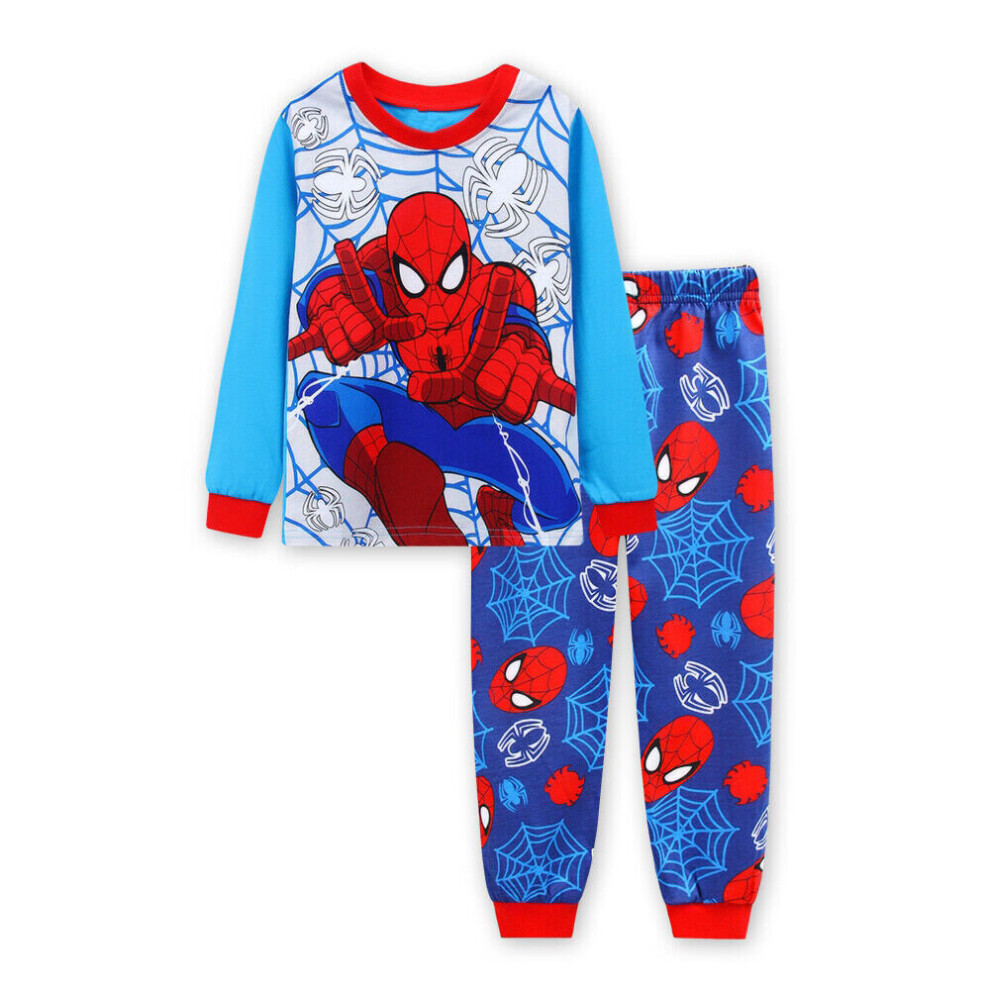 (  Light Blue,   4-5 Years) Boys Kids Pyjamas Outfits Nightwear Spiderman Avengers Super Hero Loungewear PJs