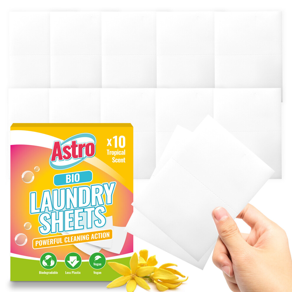 (10 sheets) Non-Bio Laundry Detergent Sheet, Cotton Scent