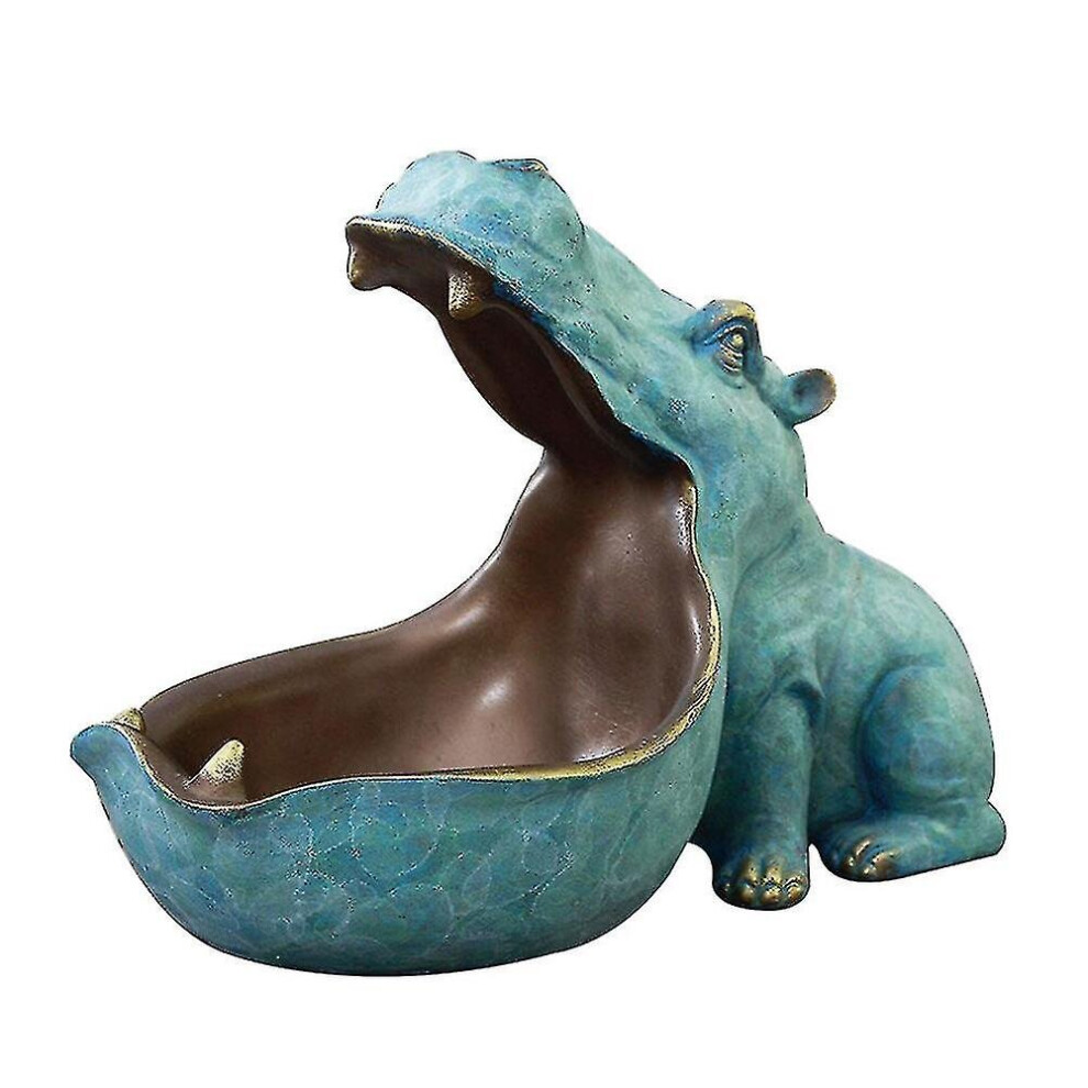 Big Mouth Hippo Storage Figurine Key Bowl Resin Hippo Candy Dish Home Decor