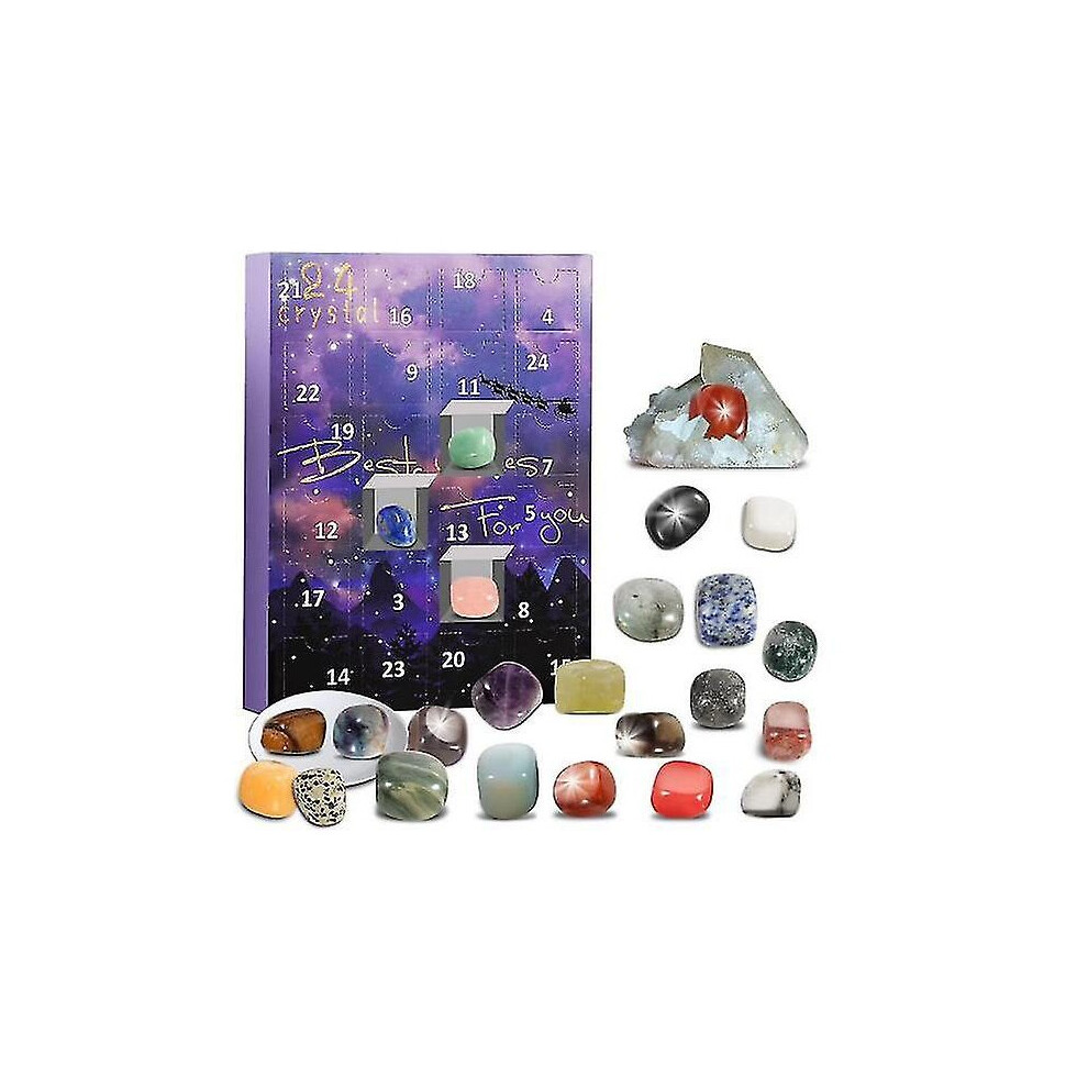 Advent Calendar 2022 Rocks, 24 Days Natural Crystal Agate Stone Minerals