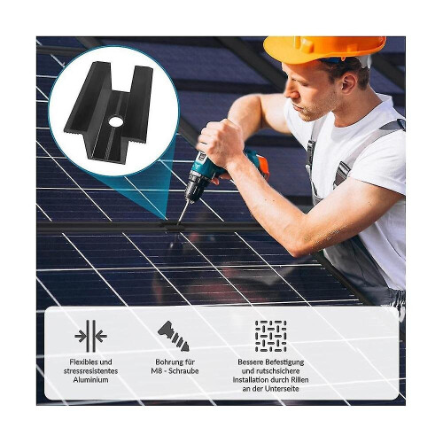 10 X Centre Clamp Pv Solar Panels, Black, Module Clamp For All Frame Heights, Solar Panels Bracket 1