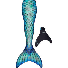 Kryp-edition Wear-resistant Mermaid Tail For Swimming, Kids, Monofin Included - Kid Sizes, Aquamarine Youth 10