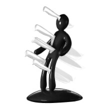 (Black, Without Knife) Kitchen Knife Holder, Stabbed Man Kitchen Knife Block With Transparent Knife Cover For Meat Cleaver