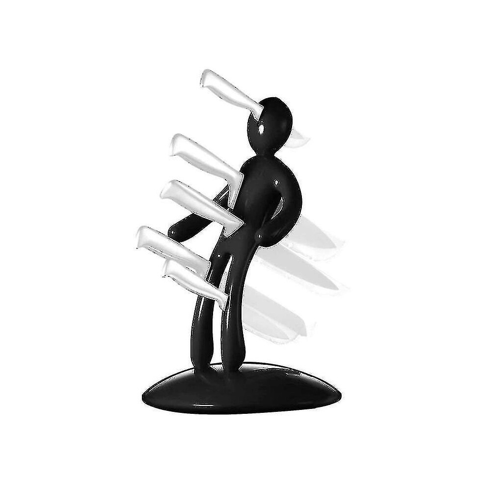 (Black, Without Knife) Kitchen Knife Holder, Stabbed Man Kitchen Knife Block With Transparent Knife Cover For Meat Cleaver