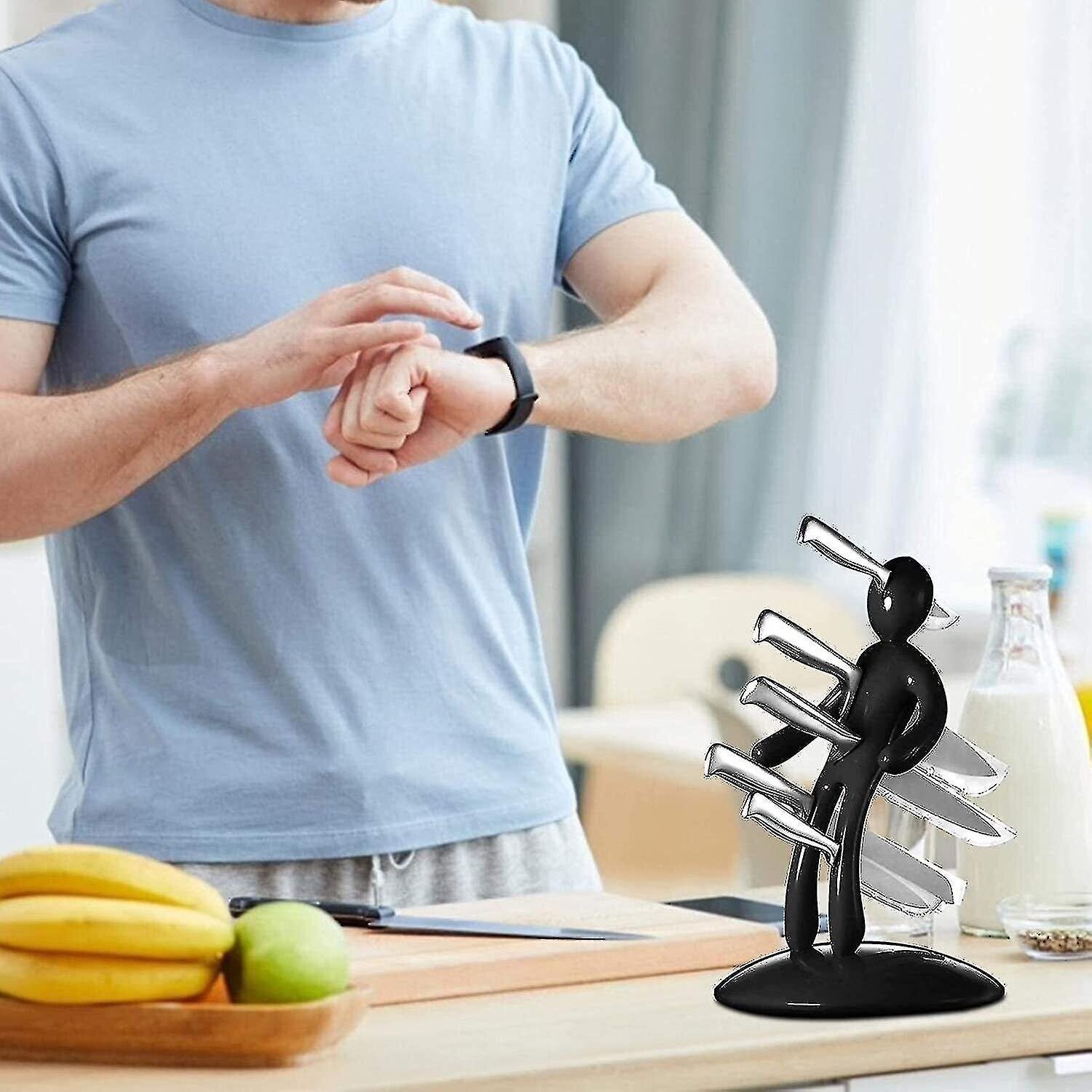 (Kitchen Knife Holder, Stabbed Man Kitchen Knife Block With Transparent