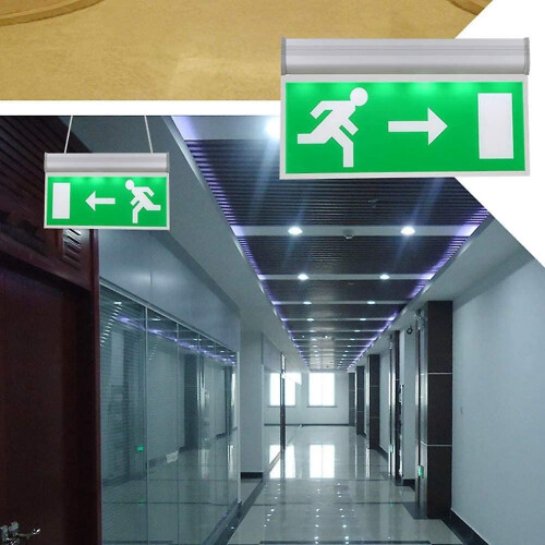 Acrylic Led Green Letter Fire Emergency Exit Lighting Sign Safety Evacuation Indicator Light 110-220 1