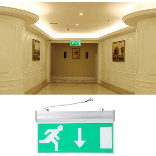 Acrylic Led Green Letter Fire Emergency Exit Lighting Sign Safety Evacuation Indicator Light 110-220 2