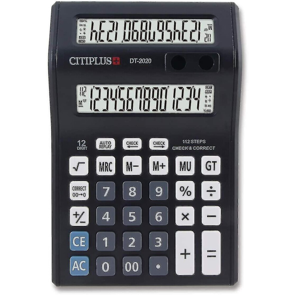 Dual Display Calculator, Office Desktop Calculator, 12 Digit Large Display And Big Button