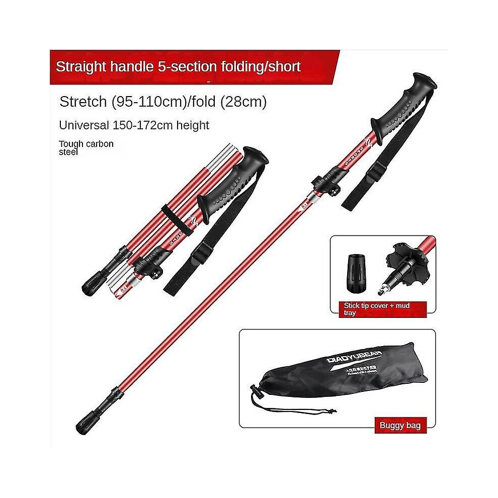 Collapsible Aluminum Hiking Poles With Quick Lock System, Folding, Telescopic, Ultralight For Senior Trekking, Backpacking, Hiking