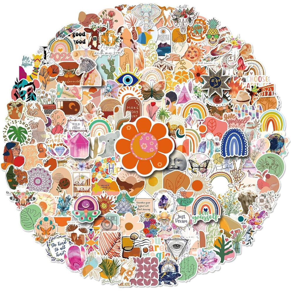 Tianfu 200 Pcs Boho Aesthetic Stickers Minimalist Abstract Line Art Decor For Water Bottle,Laptop,Phone,Skateboard Stickers For Teens Girls (200Pcs)
