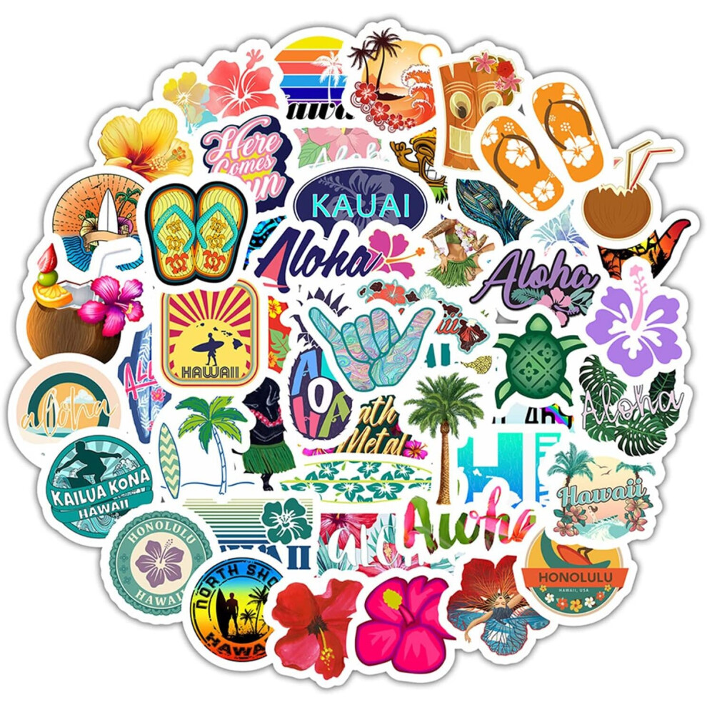 50 Hawaiian sticker tropical colorful turtle waterproof sticker kettle laptop luggage helmet skateboard guitar machine
