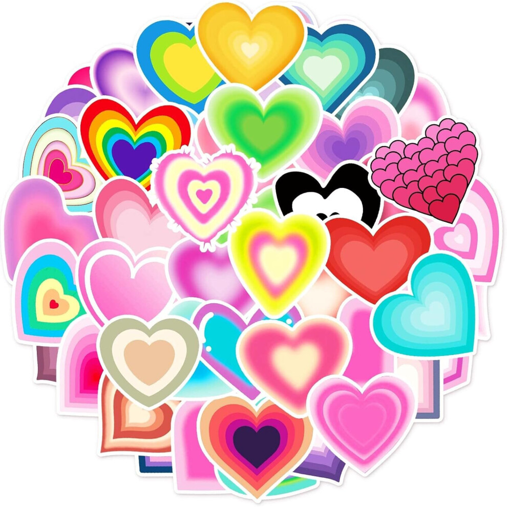 Tianfu Love Heart-Shaped Stickers For Water Bottle,Waterproof Vinyl 50Pcs Stickers For Laptop Computer Phone Bumper Skateboard Luggage Stickers For Teens.
