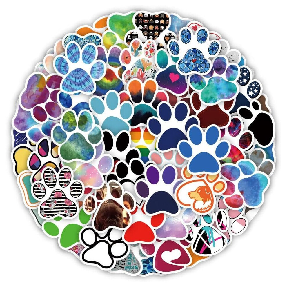 Cute Dog Pawprint Stickers for Water Bottle,Waterproof Vinyl 60pcs Stickers for Laptop Computer Phone Bumper Skateboard Luggage Stickers for Teens.