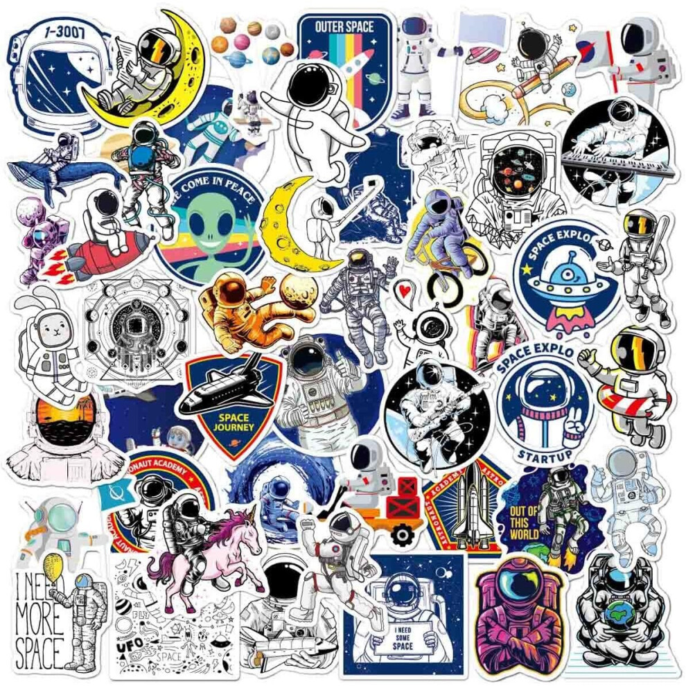 Tianfu 50 Astronauts Aviation Fun Graffiti Waterproof Sticker Water Bottle,Vinyl Aesthetic Colorful Ins Wind Sticker Laptop Skateboard Luggage Compartment
