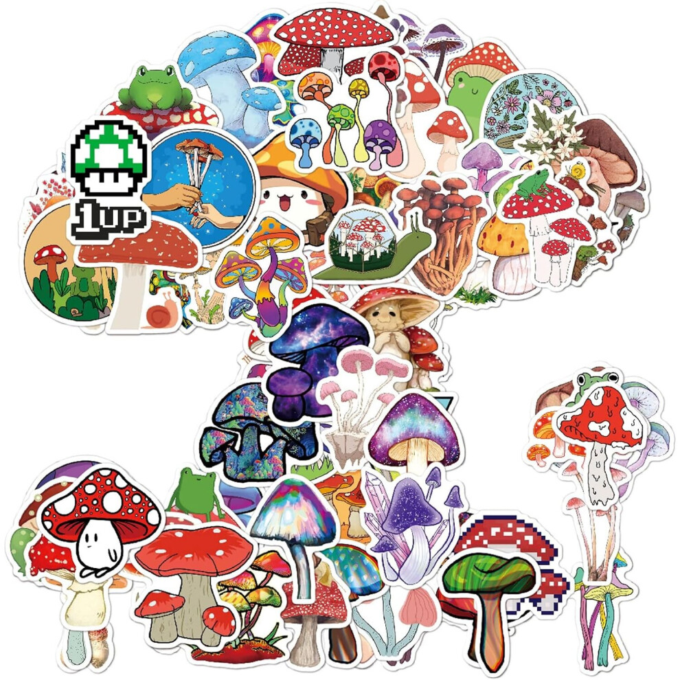 Tianfu 100 Cute Mushroom Sticker Cartoon Forest Colorful Vinyl Waterproof Sticker Kettle Notebook Luggage Skateboard Guitar Scrapbook Mobile Phone Sticker
