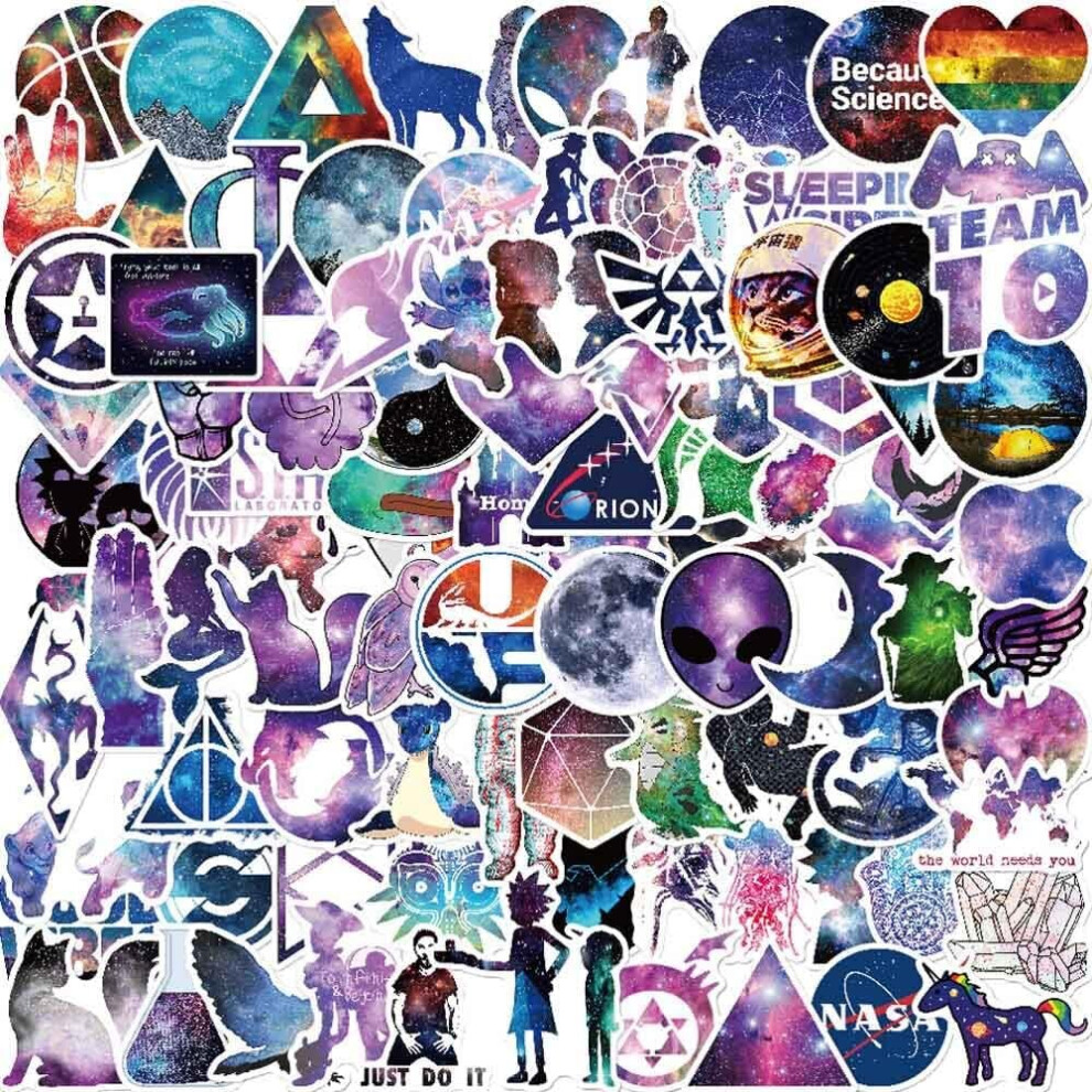 100 beautiful starry graffiti waterproof stickers water bottles, vinyl beautiful colorful Ins wind stickers notebook skateboard suitcase.