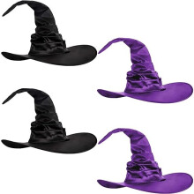 4 Pack Halloween Witch Hat Large Wizard Cap for Halloween Party Decor Cosplay Costume Accessory