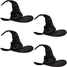4 Pack Halloween Witch Hat Large Wizard Cap for Halloween Party Decor Cosplay Costume Accessory