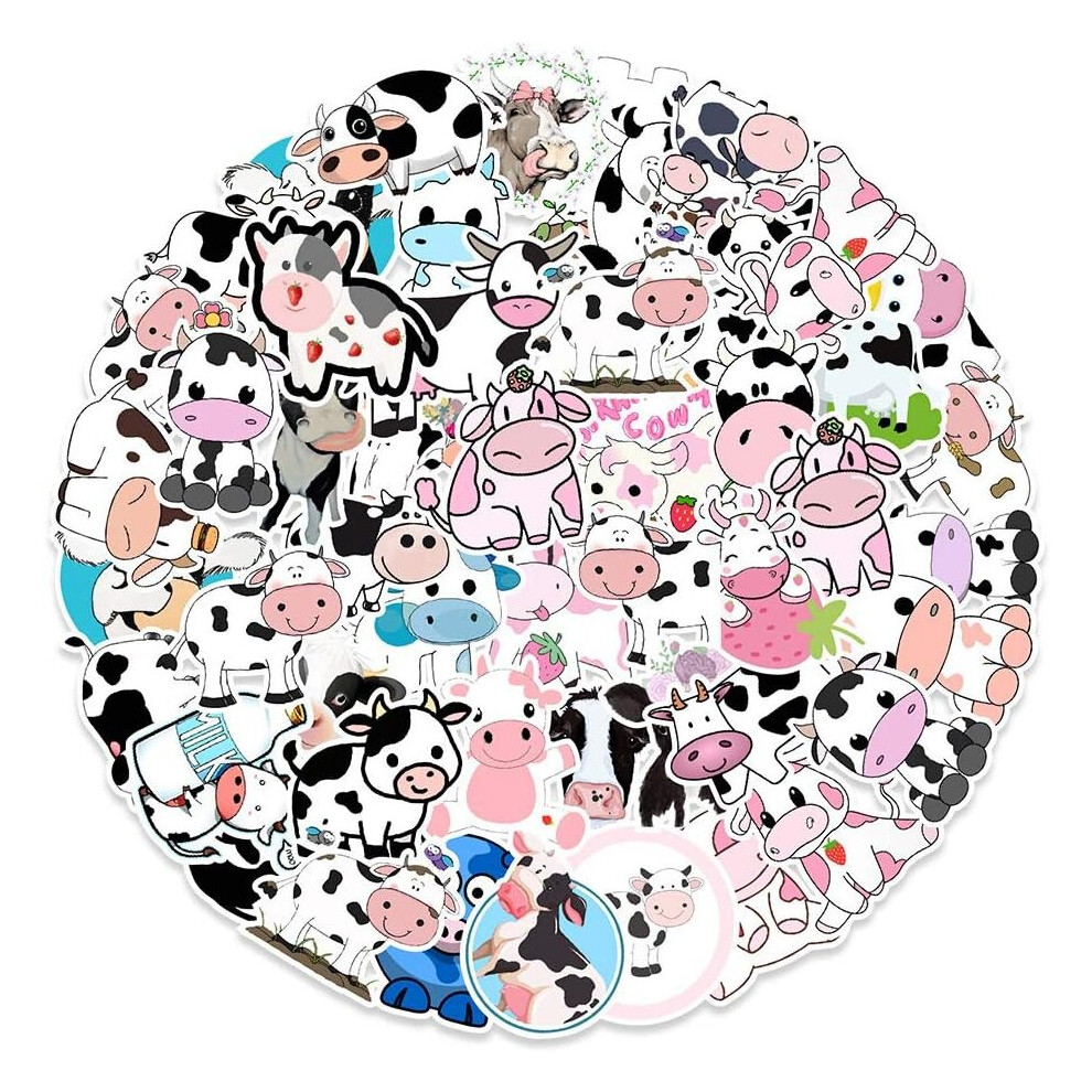Tianfu 50Pcs Cute Cow Graffiti Waterproof Stickers Cute Fashion Stickers, Suitable For Computer Mobile Phone Skateboard Suitcase Kettle Stickers.
