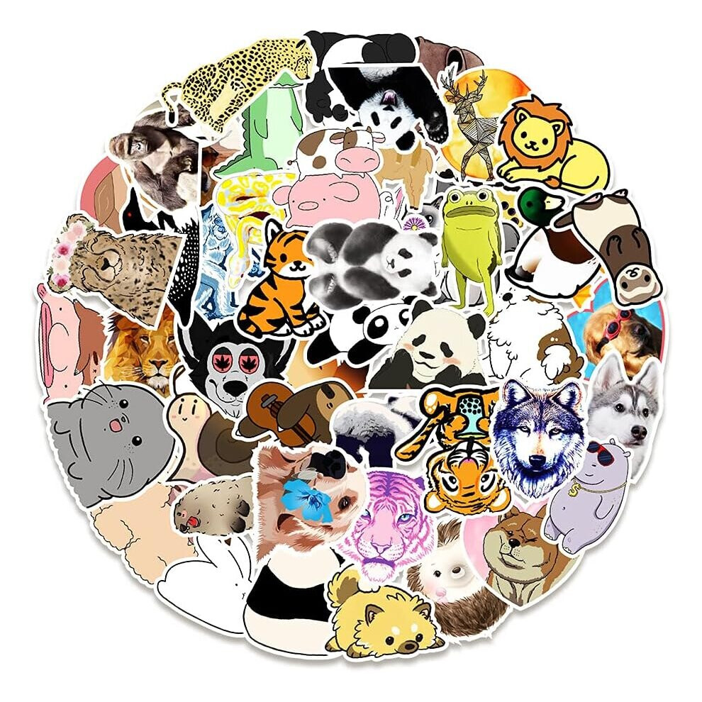 Tianfu 50Pcs Animal Graffiti Waterproof Stickers, Suitable For Children And Adults Stickers Computer Mobile Phone Skateboard Suitcase Kettle Color Sticker