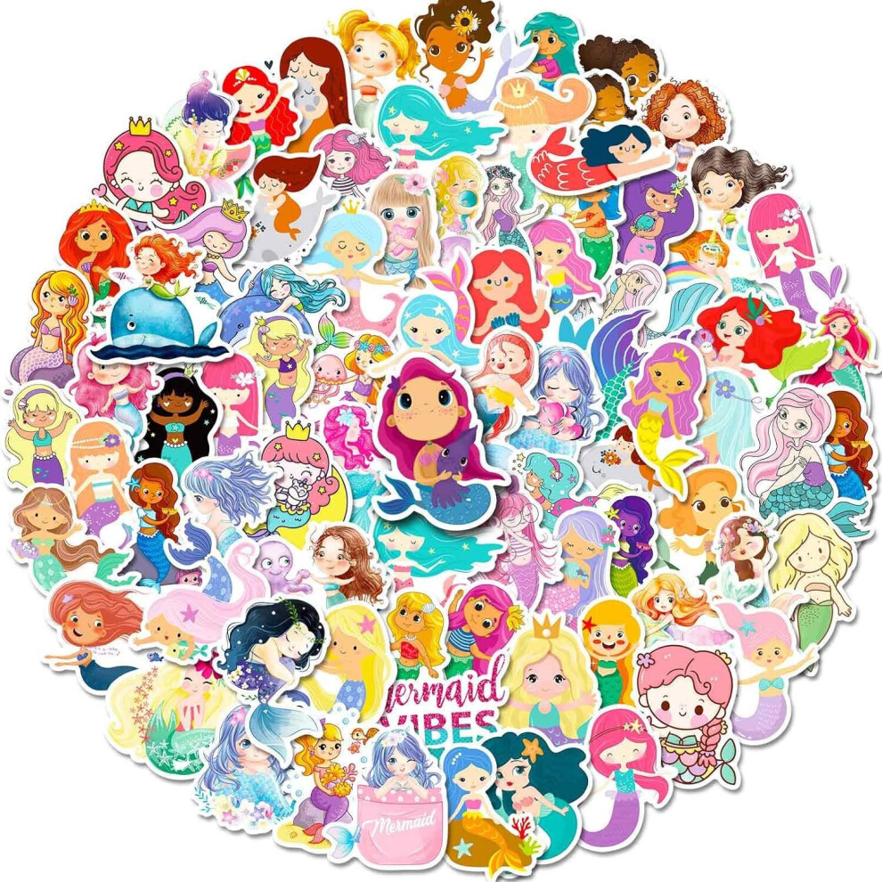Cute mermaid sticker computer mobile phone water bottle waterproof exquisite ocean sticker package, suitable for boys teenagers holiday gifts 100PCS