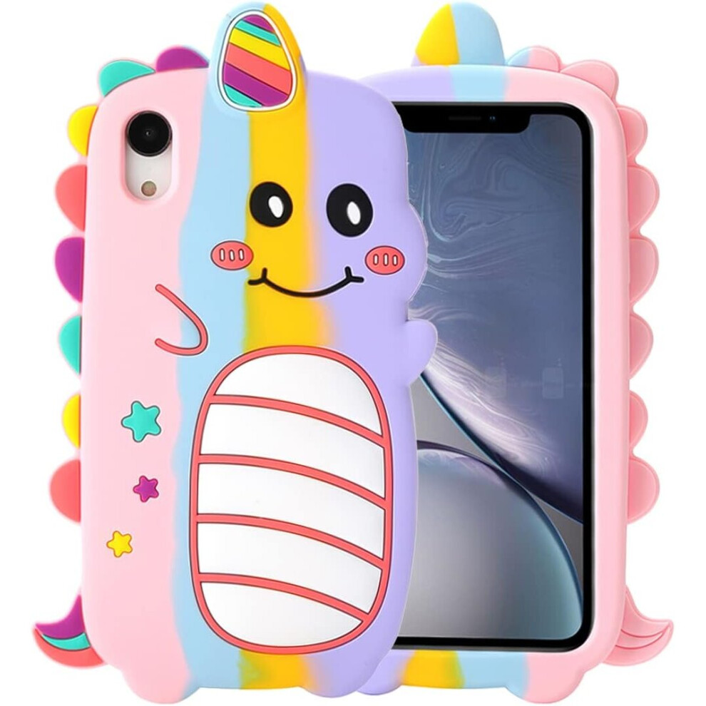 3D Unicorn Case For Iphone Xr,3D Cute Cartoon Kids Girls Women Unicorn Shape Soft Silicone Case For Phone Rainbow 7770197751681