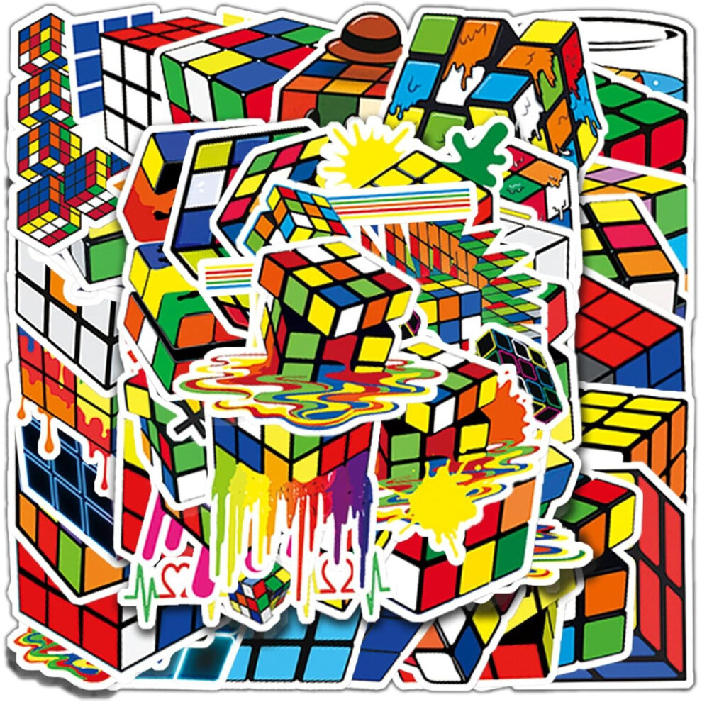 Tianfu 50 Cube Puzzle Waterproof Color Stickers Water Bottle Computer Helmet Bicycle Skateboard, Mobile Phone Guitar Adult Teenagers And Children Stickers.
