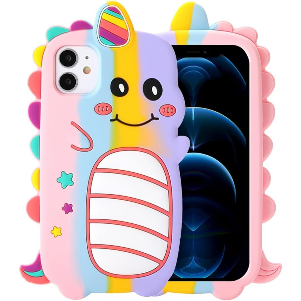 3D Unicorn Case For Iphone 11,3D Cute Cartoon Kids Girls Women Unicorn Shape Soft Silicone Case For Phone Rainbow 7770197751933