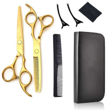 Hair Cutting Scissors Kit- - Professional Hair Shears, Thinning Scissor, Hair Comb-Gold