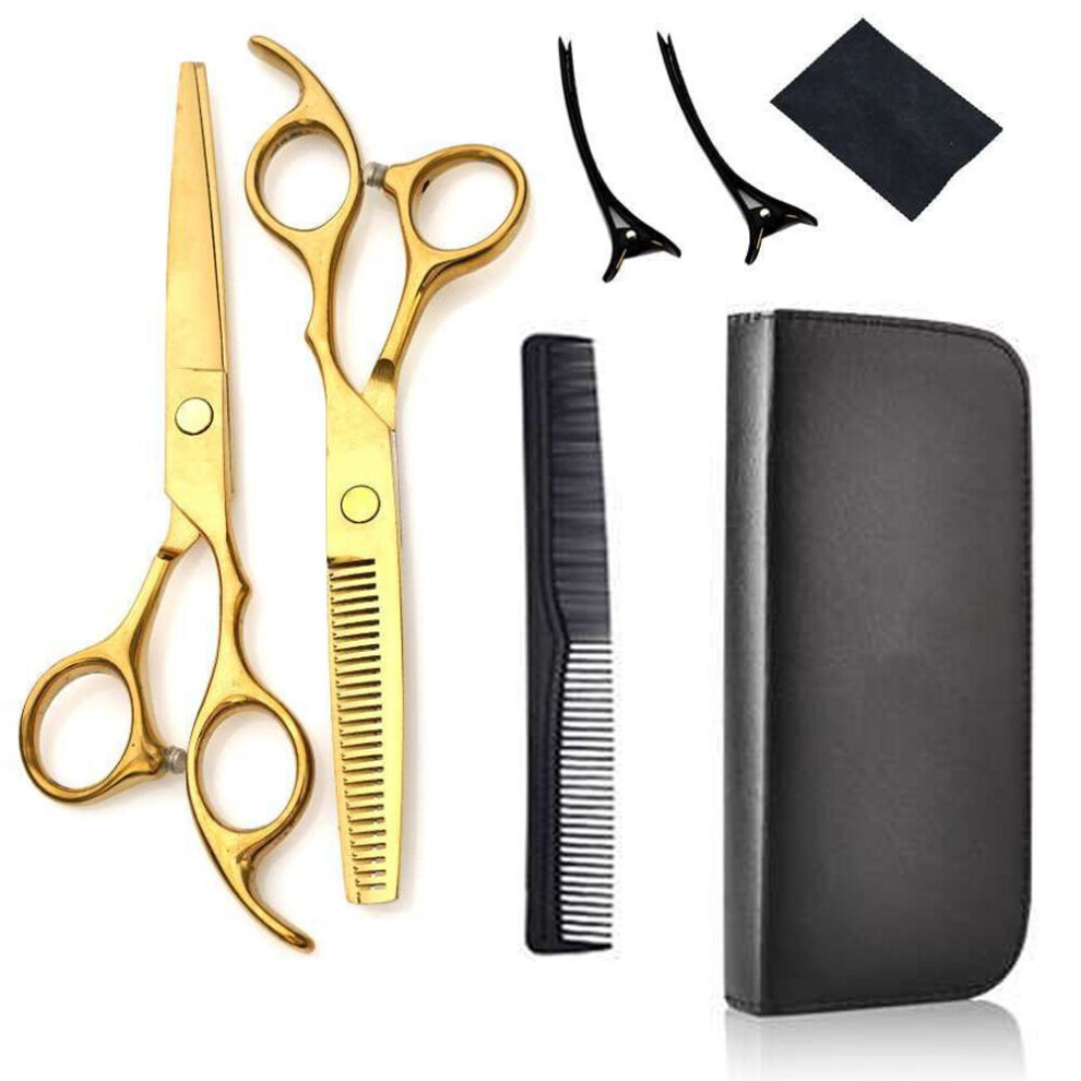 Tianfu Gold Hair Cutting Scissors Kit - Professional Hair Shears, Thinning Scissor, Hair Comb