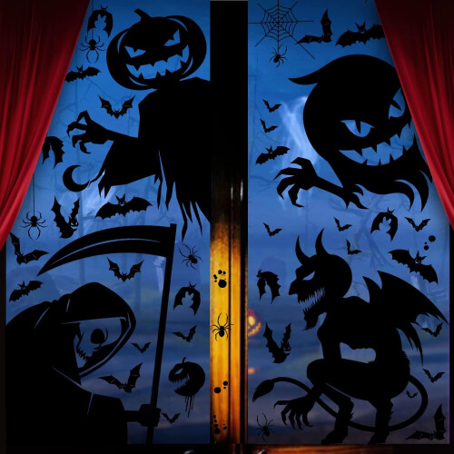 Halloween Window Clings Sticker Decorations: Double-Side Removable ...