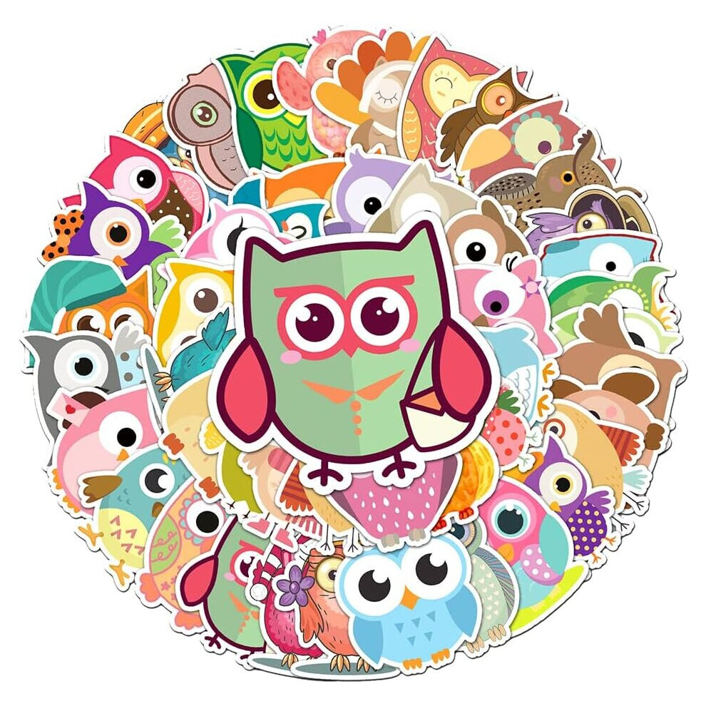 Lovely owl vinyl waterproof stickers for children and adolescents computer hydrofoil water cup bike helmet mobile phone guitar bird 50Pcs
