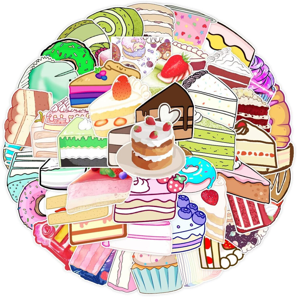 Tianfu 50Pcs Laptop Stickers Aesthetic,Birthday Cake Waterproof Stickers,Luggage Bike Bumper Skateboard Computer Scrapbook Car Cup Decals