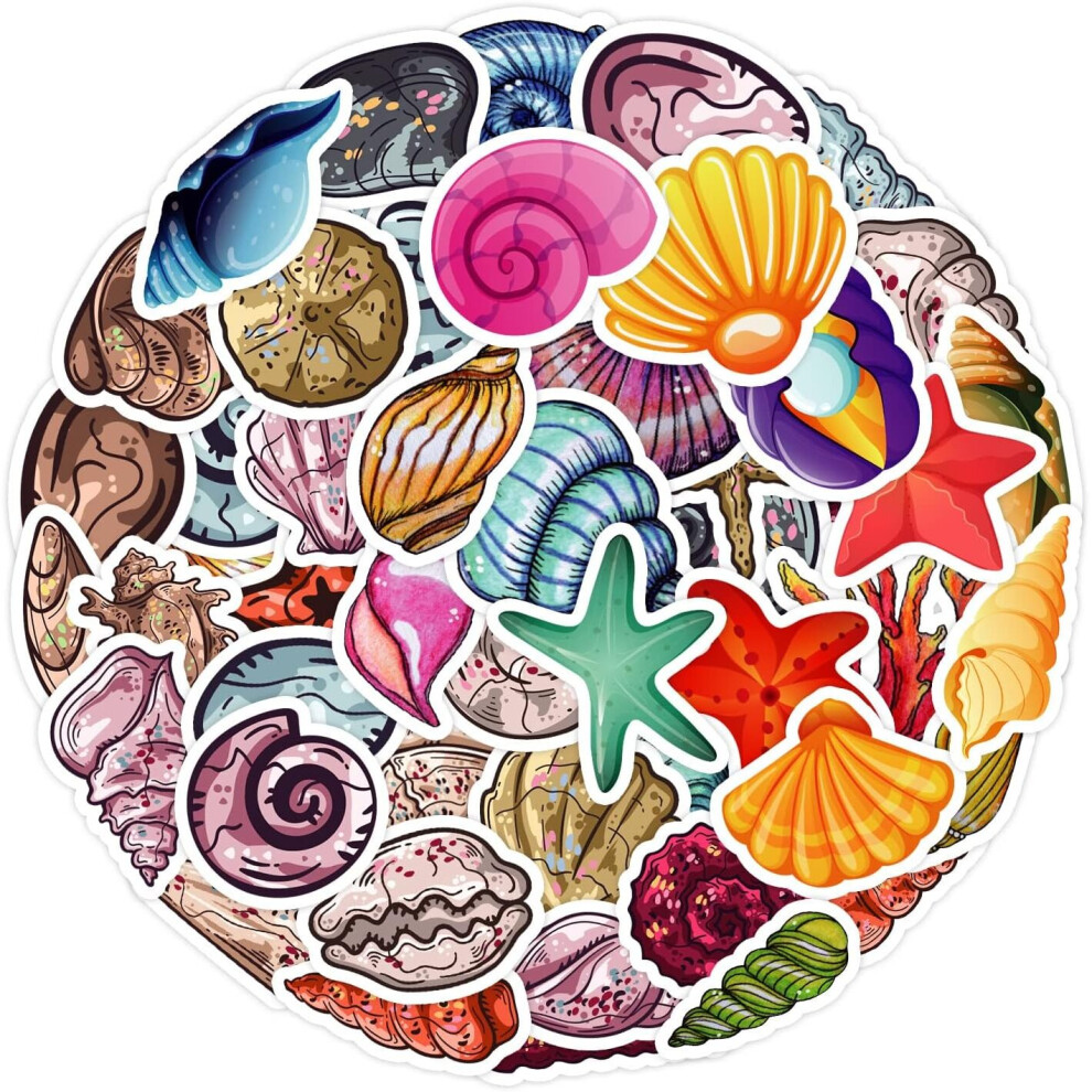 Sea Shell 50Pcs Laptop Stickers Aesthetic,Waterproof Luggage Bike Bumper Skateboard Computer Scrapbook Car Cup Decals Water Bottles Stickers