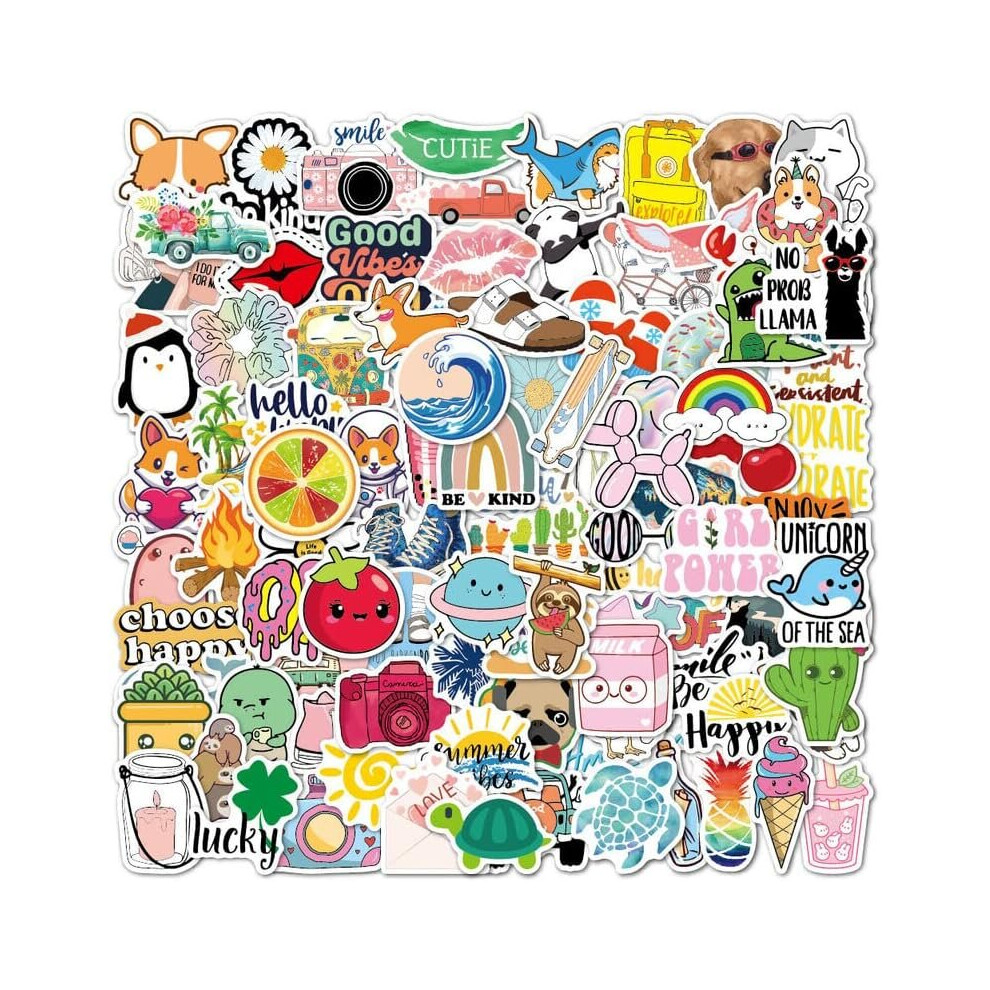 Outdoor Small Fresh Sticker PVC Waterproof Cute Cartoon Guitar Suitcase Outdoor Gift Adult Teen Boy Art Diary Scrapbook Skateboard Decal 100pcs