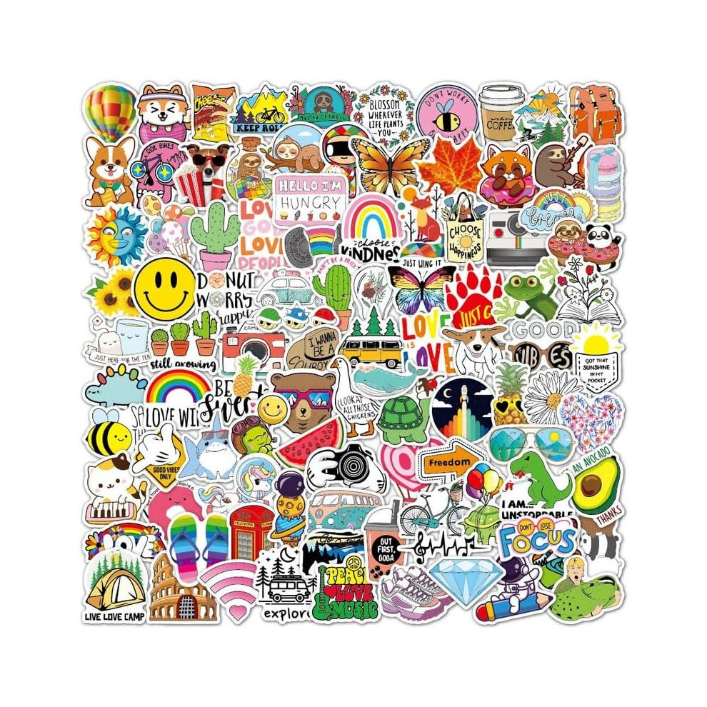 Outdoor Small Fresh Sticker PVC Waterproof Cute Cartoon Guitar Suitcase Outdoor Gift Adult Teen Boy Art Diary Scrapbook Skateboard Decal 100pcs