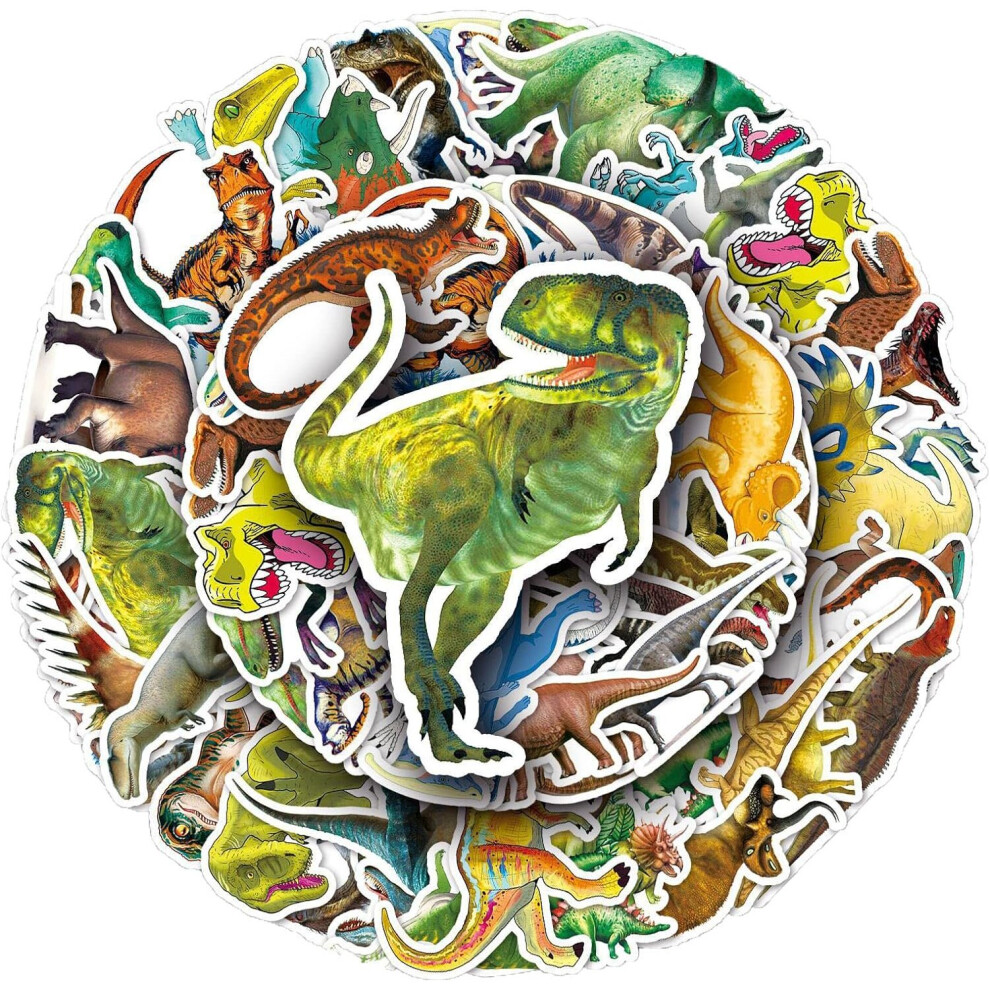 Tianfu 50Pcs Laptop Stickers Dinosaur Waterproof Stickers,Luggage Bike Bumper Skateboard Computer Scrapbook Car Cup Decals Pack,Water Bottles Stickers