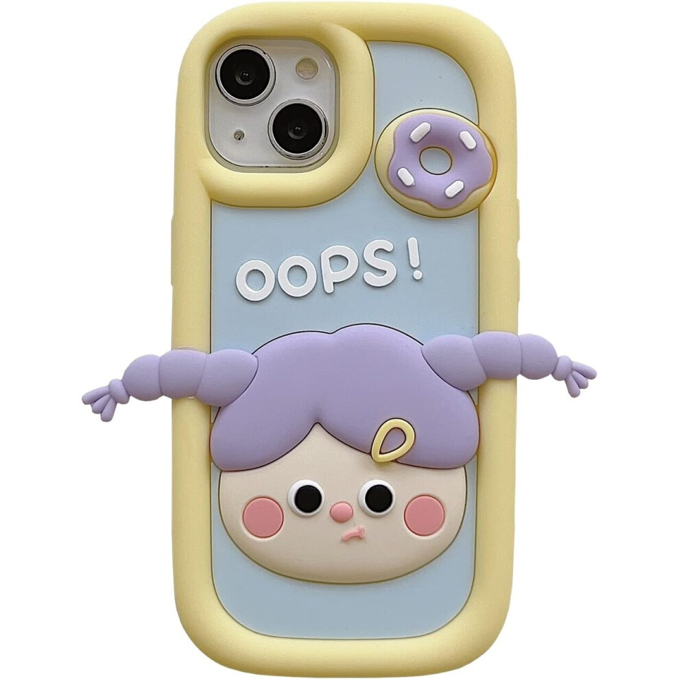 Kawaii Phone Cases Apply To Iphone 11,Cute Cartoon Doughnut Girl Phone Case 3D For Phone Case Soft Silicone Shockproof Protective Cover Yellow 7770197749923