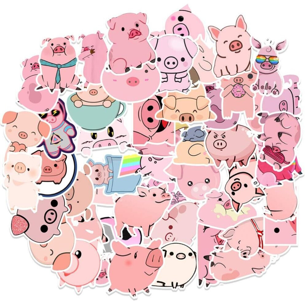 Tianfu Cute Pig Stickers For Water Bottles Laptop,50Pcs Aesthetic Decals For Decoration Computer Phone Guitar Skateboard Pink