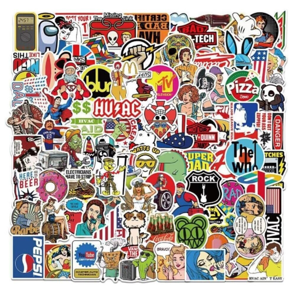 Tianfu 100Pcs Cartoon Stickers Waterproof Stickers