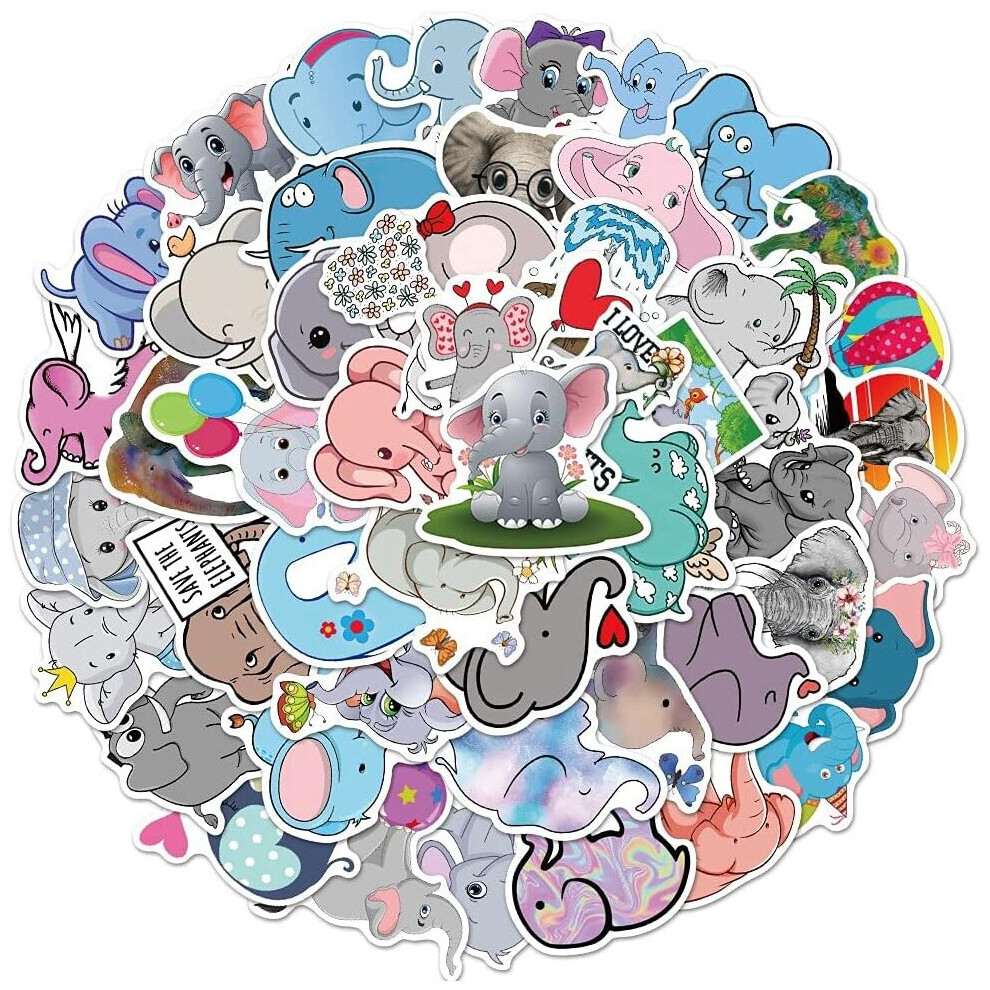 Tianfu Cute Elephant Stickers For Water Bottles Laptop Hydroflasks,50Pcs Aesthetic Animal Decals Decoration For Scrapbook Computer Phone Skateboard