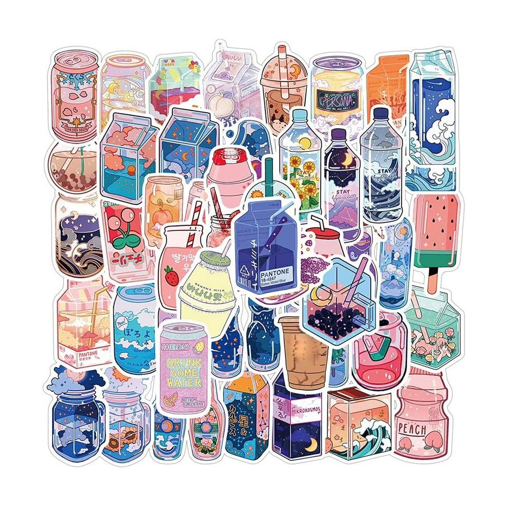 50 Pack Funny Beverage Stickers Drink Stickers Vinyl Waterproof Stickers for Laptop, Water Bottle, Phone, Skateboard for Adults Teens Kids