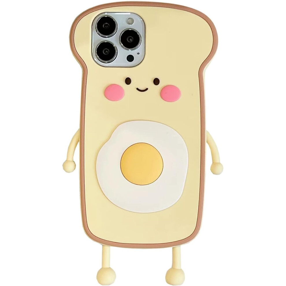 Kawaii Phone Cases Apply To Iphone 13Pro,Cute Cartoon Egg Toast Phone Case Unique Fun Cover Case 3D Phone Case Soft Silicone Shockproof Cover 7770197749985