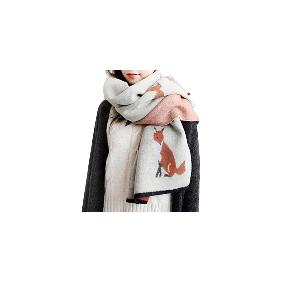 Winter Fashion Stylish Fringe Cartoon Small Fox Cashmere Feel Long Pashmina Scarf