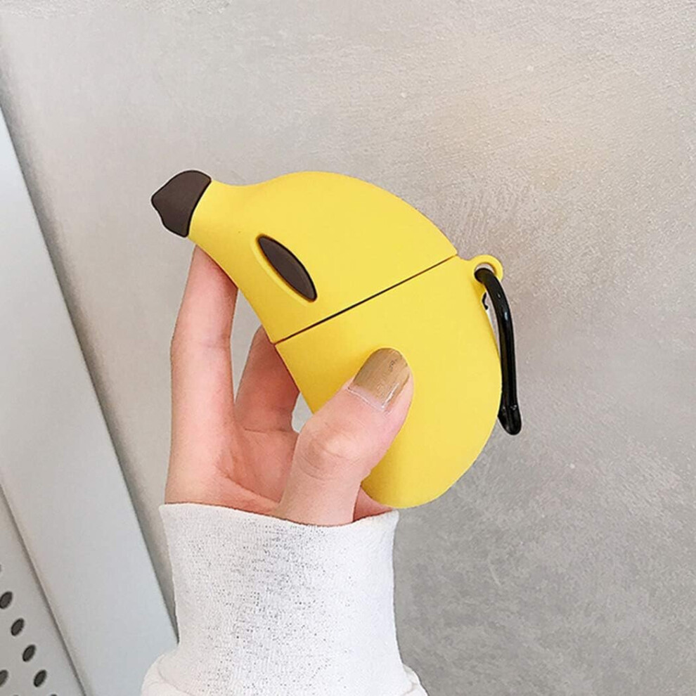 (Banana) Cute Cartoon Fruit Funny Fun Cool Kawaii Fashion, 3D Silicone Designer Airpod Character Skin, Girls Boys Teens, Case For Airpods Pro Yellow 7770197752527